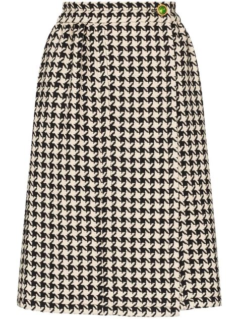 gucci houndstooth skirt|Gucci Houndstooth wool pleated skirt.